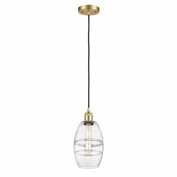 516-1P-SG-G557-6CL-Innovations Lighting-Vaz - 1 Light Cord Hung Mini Pendant In Industrial Style-8.13 Inches Tall and 5.88 Inches Wide-Satin Gold