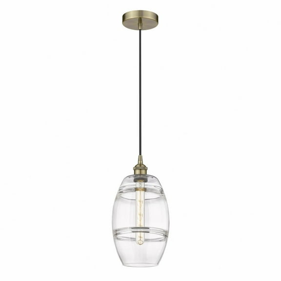 616-1P-AB-G557-8CL Innovations Lighting Vaz - 1 Light Cord Hung Mini Pendant In Industrial Style-9.88 Inches Tall and 8 Inches Wide-Antique Brass