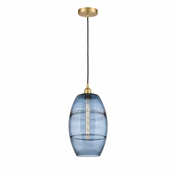 616-1P-SG-G557-10BL Innovations Lighting Vaz - 1 Light Cord Hung Mini Pendant In Industrial Style-18.5 Inches Tall and 10 Inches Wide-Satin Gold