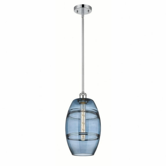516-1S-PC-G557-8BL Innovations Lighting Vaz - 1 Light Stem Hung Mini Pendant In Industrial Style-9.88 Inches Tall and 8 Inches Wide-Polished Chrome
