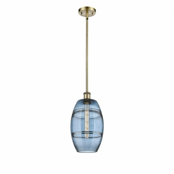 516-1S-AB-G557-8BL Innovations Lighting Vaz - 1 Light Stem Hung Mini Pendant In Industrial Style-9.88 Inches Tall and 8 Inches Wide-Antique Brass