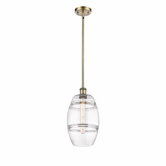 516-1S-AB-G557-8CL Innovations Lighting Vaz - 1 Light Stem Hung Mini Pendant In Industrial Style-9.88 Inches Tall and 8 Inches Wide-Antique Brass