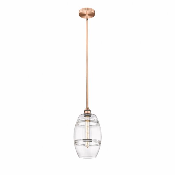 616-1S-AC-G557-8CL Innovations Lighting Vaz - 1 Light Stem Hung Mini Pendant In Industrial Style-9.38 Inches Tall and 8 Inches Wide-Antique Copper