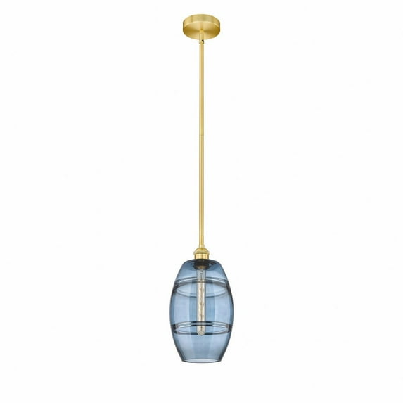 616-1S-SG-G557-8BL-Innovations Lighting-Vaz - 1 Light Stem Hung Mini Pendant In Industrial Style-9.38 Inches Tall and 8 Inches Wide-Satin Gold