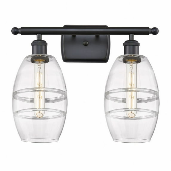 516-2W-BK-G557-6CL Innovations Lighting Vaz - 2 Light Bath Vanity In Industrial Style-9.13 Inches Tall and 15.88 Inches Wide-Matte Black Finish-Clear