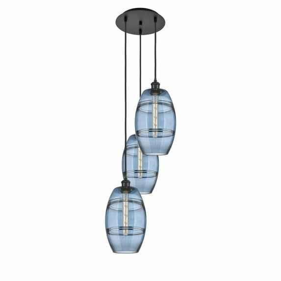 113B-3P-BK-G557-8BL Innovations Lighting Vaz - 3 Light Cord Hung Multi Pendant In Industrial Style-30.38 Inches Tall and 14.5 Inches Wide-Matte Black