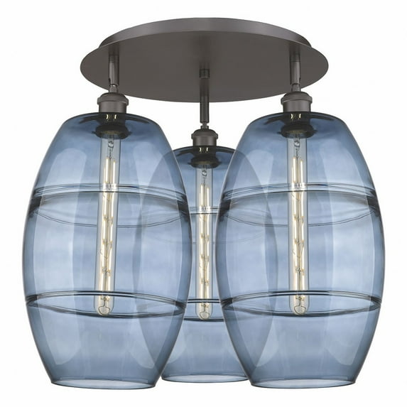 516-3C-OB-G557-10BL-Innovations Lighting-Vaz - 3 Light Flush Mount In Industrial Style-19.5 Inches Tall and 21.75 Inches Wide-Oil Rubbed Bronze
