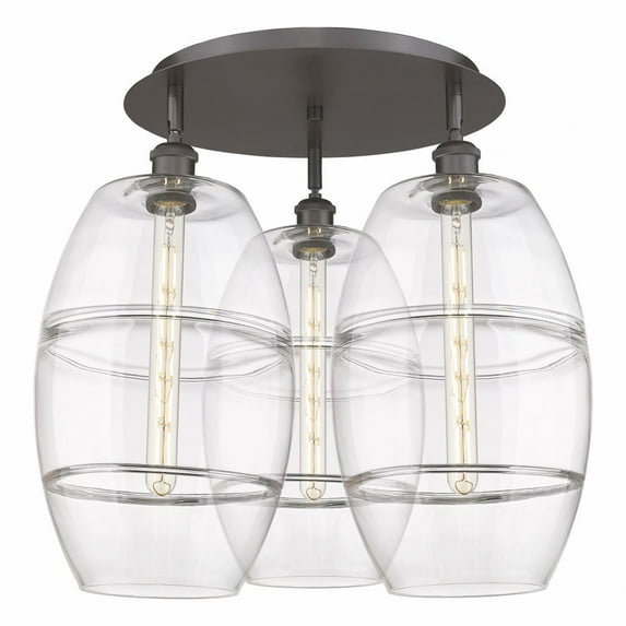 516-3C-OB-G557-10CL Innovations Lighting Vaz - 3 Light Flush Mount In Industrial Style-19.5 Inches Tall and 21.75 Inches Wide-Oil Rubbed Bronze