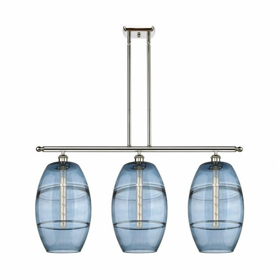516-3I-PN-G557-10BL-Innovations Lighting-Vaz - 3 Light Stem Hung Island In Industrial Style-19 Inches Tall and 36.5 Inches Wide-Polished Nickel