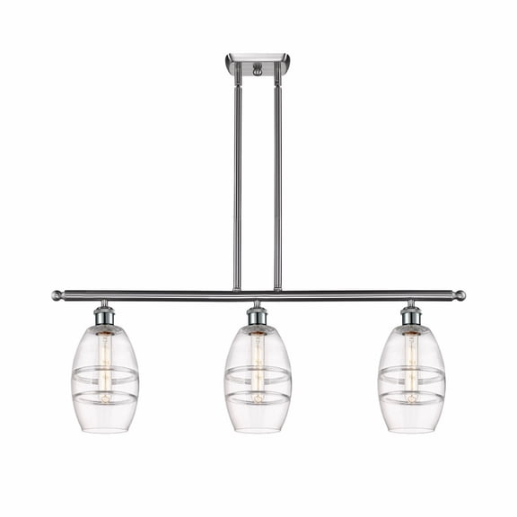 516-3I-SN-G557-6CL-Innovations Lighting-Vaz - 3 Light Stem Hung Island In Industrial Style-8.63 Inches Tall and 36 Inches Wide-Brushed Satin Nickel