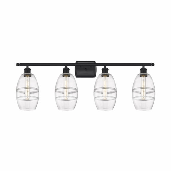 516-4W-BK-G557-6CL Innovations Lighting Vaz - 4 Light Bath Vanity In Industrial Style-9.13 Inches Tall and 35.88 Inches Wide-Matte Black Finish-Clear