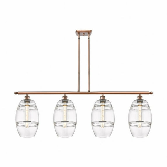 516-4I-AC-G557-8CL-Innovations Lighting-Vaz - 4 Light Stem Hung Island In Industrial Style-10.38 Inches Tall and 48 Inches Wide-Antique Copper