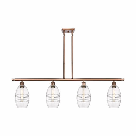 516-4I-AC-G557-6CL Innovations Lighting Vaz - 4 Light Stem Hung Island In Industrial Style-8.63 Inches Tall and 48 Inches Wide-Antique Copper
