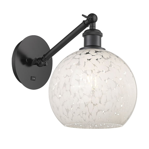 317-1W-BK-G1216-8WM Innovations Lighting White Mouchette - 1 Light Arm Adjusts Up and Down Wall Sconce In Modern Style-10 Inches Tall and 8 Inches