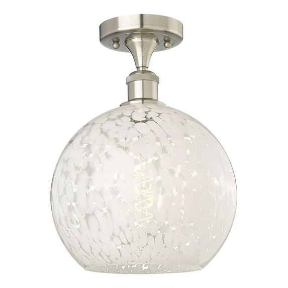 Innovations Lighting - White Mouchette - 1 Light Semi-Flush Mount In Modern