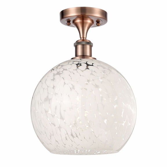 Innovations Lighting - White Mouchette - 1 Light Semi-Flush Mount In Modern