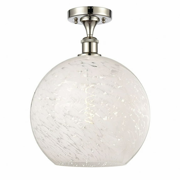Innovations Lighting - White Mouchette - 1 Light Semi-Flush Mount In Modern