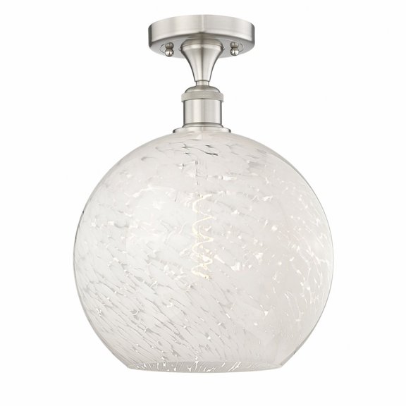 Innovations Lighting - White Mouchette - 1 Light Semi-Flush Mount In Modern