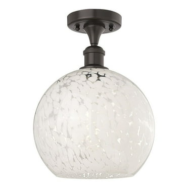 Innovations Lighting - White Mouchette - 1 Light Semi-Flush Mount In Modern