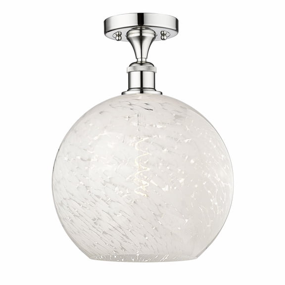Innovations Lighting - White Mouchette - 1 Light Semi-Flush Mount In Modern