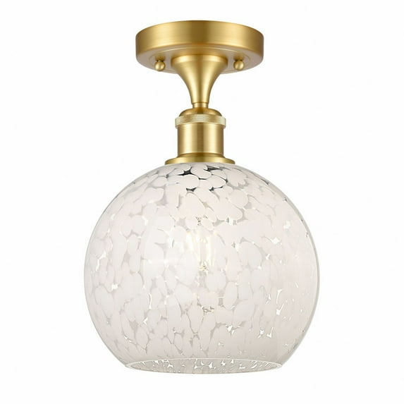 Innovations Lighting - White Mouchette - 1 Light Semi-Flush Mount In Modern