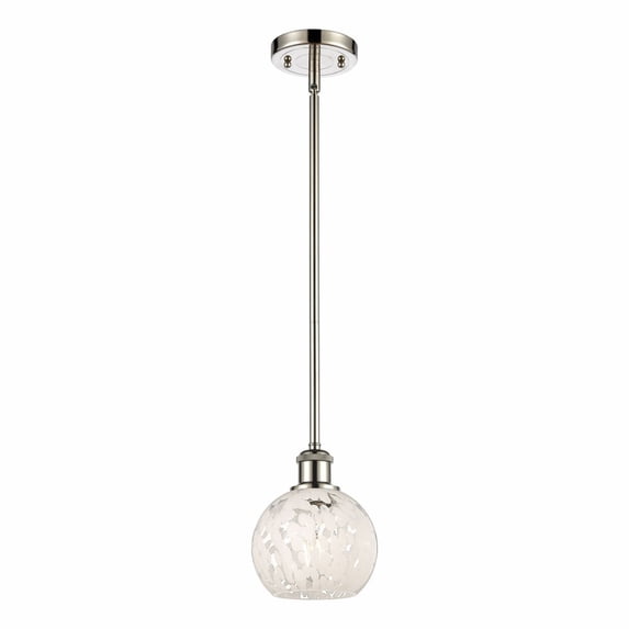 Innovations Lighting - White Mouchette - 1 Light Stem Hung Mini Pendant In