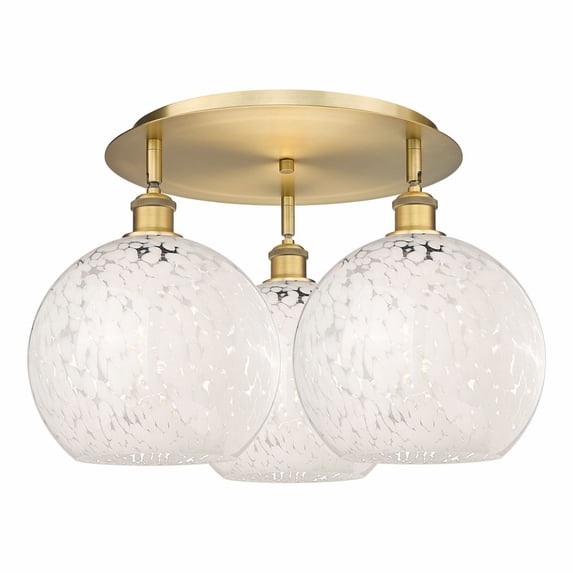 Innovations Lighting - White Mouchette - 3 Light Flush Mount In Modern