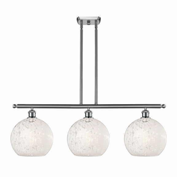 Innovations Lighting - White Mouchette - 3 Light Stem Hung Island In Modern