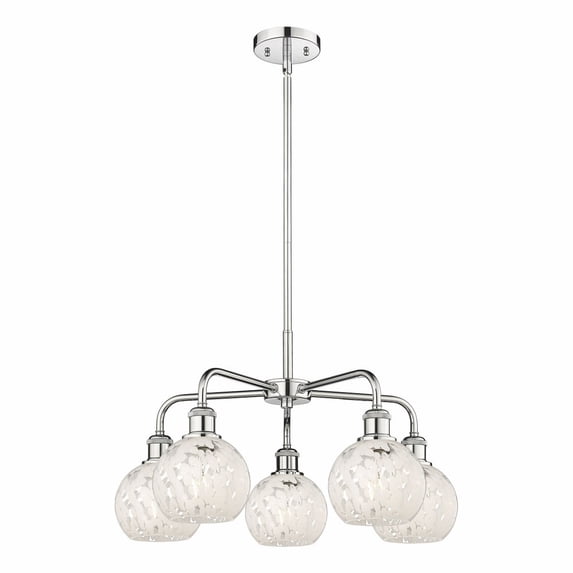 Innovations Lighting - White Mouchette - 5 Light Stem Hung Chandelier In Modern