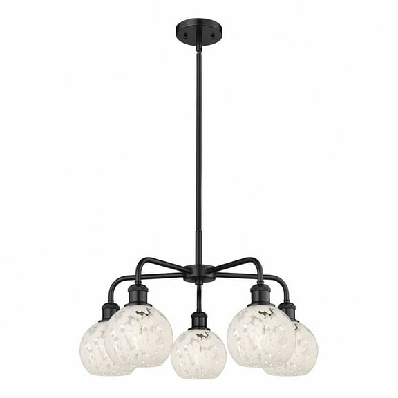 Innovations Lighting - White Mouchette - 5 Light Stem Hung Chandelier In Modern