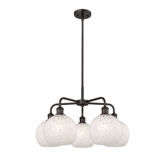 Innovations Lighting - White Mouchette - 5 Light Stem Hung Chandelier In Modern