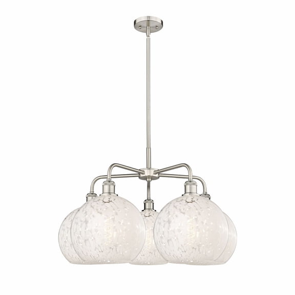 Innovations Lighting - White Mouchette - 5 Light Stem Hung Chandelier In Modern