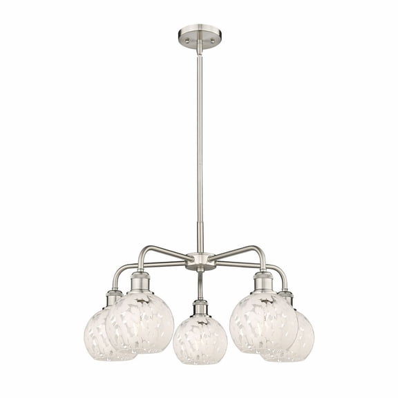 Innovations Lighting - White Mouchette - 5 Light Stem Hung Chandelier In Modern