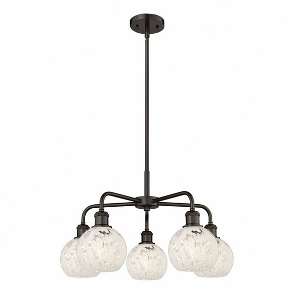 Innovations Lighting - White Mouchette - 5 Light Stem Hung Chandelier In Modern