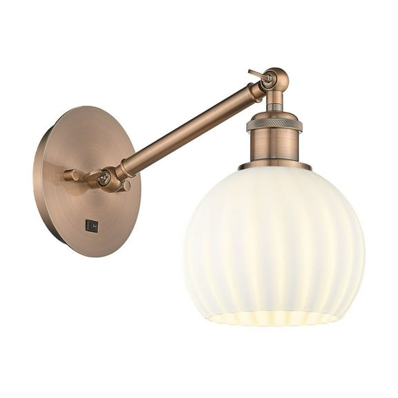317-1W-AC-G1217-6WV Innovations Lighting White Venetian - 1 Light Arm Adjusts Up and Down Wall Sconce In Modern Style-8 Inches Tall and 6 Inches