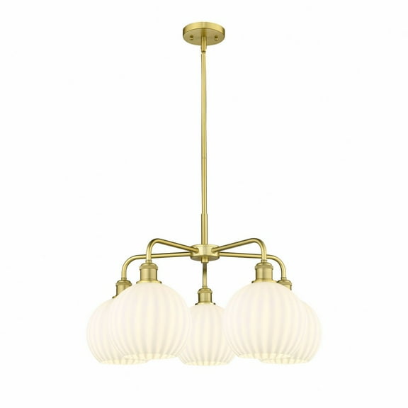 Innovations Lighting - White Venetian - 5 Light Stem Hung Chandelier In Modern