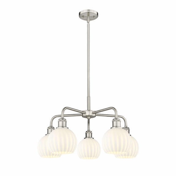 Innovations Lighting - White Venetian - 5 Light Stem Hung Chandelier In Modern