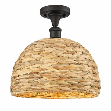Innovations Lighting - Woven Ratan - 1 Light Semi-Flush Mount In Farmhouse