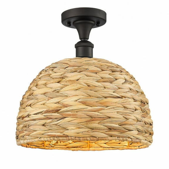 Innovations Lighting - Woven Ratan - 1 Light Semi-Flush Mount In Farmhouse