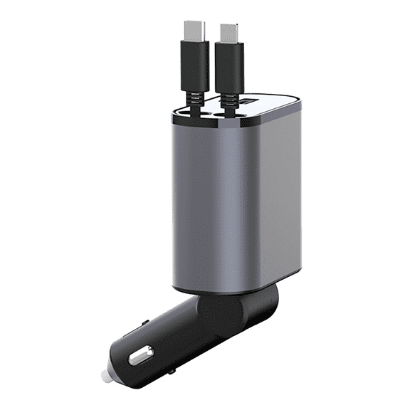 Innovative 100W Fast Car Charger for Simultaneous 4 e-Device Charging Flexible Telescopic Line for Easy Use