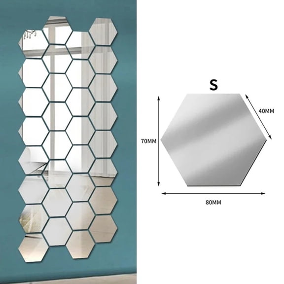 Innovative 24pcs Gold Hexagonal Mirrors for Decorative Walls and Craft Projects