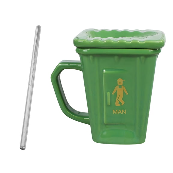 Innovative 400ml Ceramic Toilet Design Cup Features Detachable Metal Straw Ideal For Coffee Brewing Instants Beverages