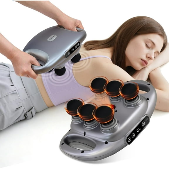 Innovative 6-Head Handheld Percussion Massager, High-Performance Multi-Node Body Relaxation Device with 5 Adjustable Speeds, Professional Cordless Wellness Tool for Home and Office, Black & Gold