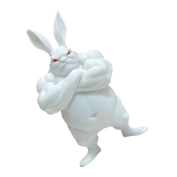 Innovative Athletic Rabbits Statue Beefcake 3D Printed Statue Creation Suitable For Desktop And Shelf