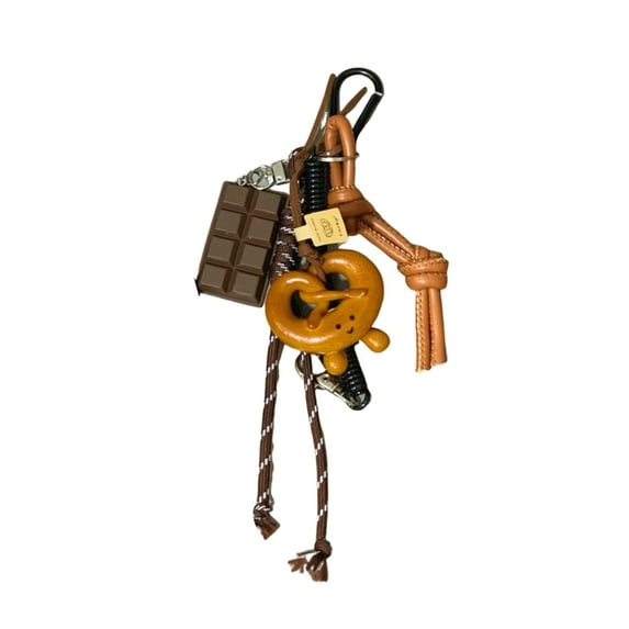 Innovative Bagel Chocolate Designs Rope Keyring Bag Accessory Pendant Key Holder Unique Keyring for Backpack Decoration