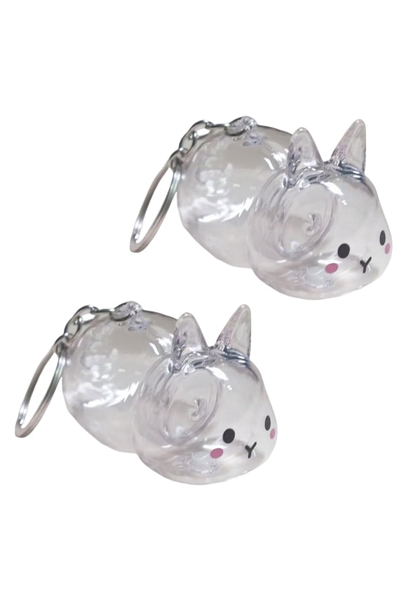 Innovative Bunnies Shape Pendant Holder for Pet Hair Keepsakes Plastic Decorative Pet Furs Collector Keychain Charm Gift