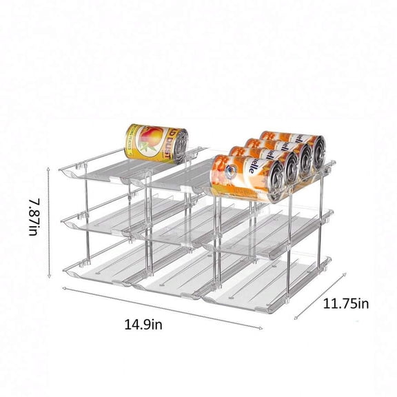 Innovative Can Organizer for Pantry and Refrigerator, Stackable Storage Solution for Canned Goods, Three-Tier Three-Column Holder Accommodates Up to 36 Cans, Suitable for Cabinet