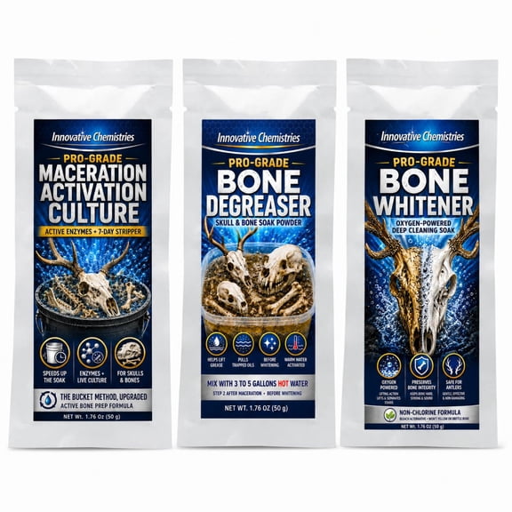 Innovative Chemistries Taxidermy Skull Prep Kit with Maceration Culture, Degreaser & Bone Whitener