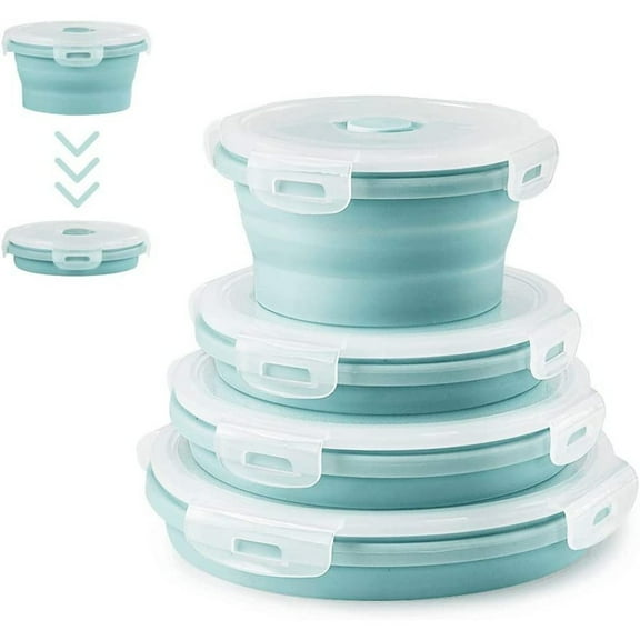 Innovative Collapsible Bowls, Food Grade Silicone Microwave Safe, Dishwasher Safe Containers for Meal Prep, Camping Accessories, RV Storage Solutions (4 Pack)