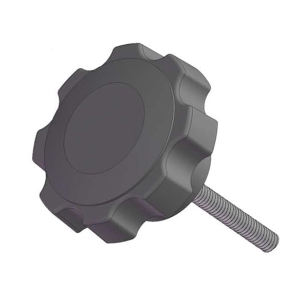 Fluted Knob with Screw, 5/16-18 Thread Size, 1.00"L, Steel